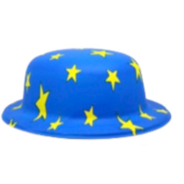 Blue Star Plastic Pattern Bowler Hat