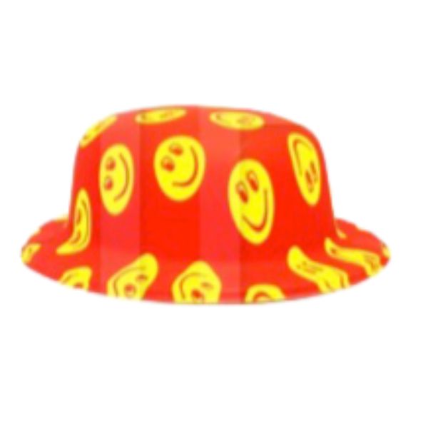 Red Smile Plastic Pattern Bowler Hat