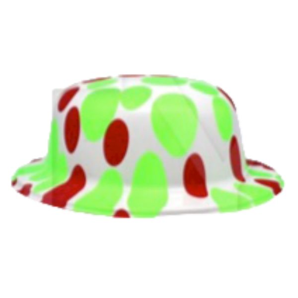 Green & Pink Dot Plastic Pattern Bowler Hat
