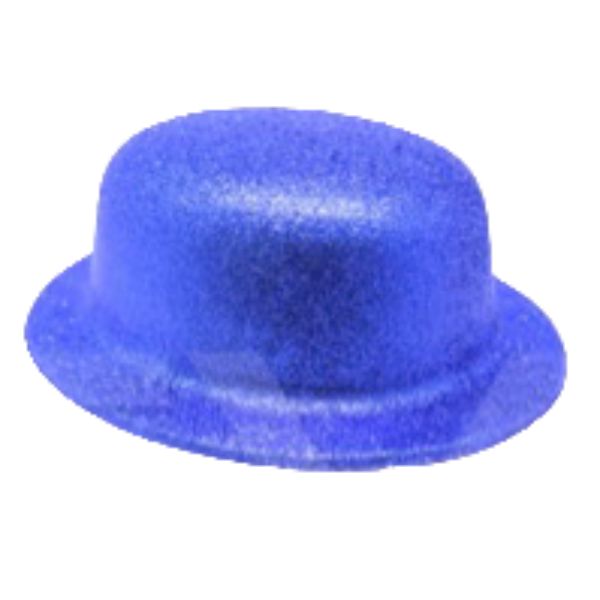 Blue Glitter Bowler Hat