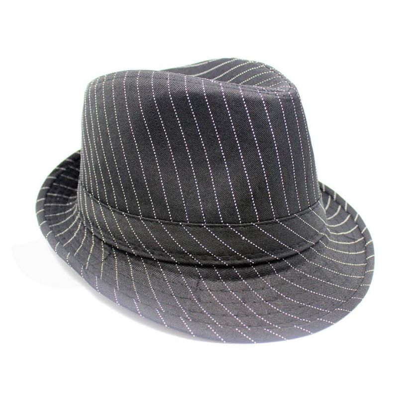 Black Trilby Hat with Stripe Design
