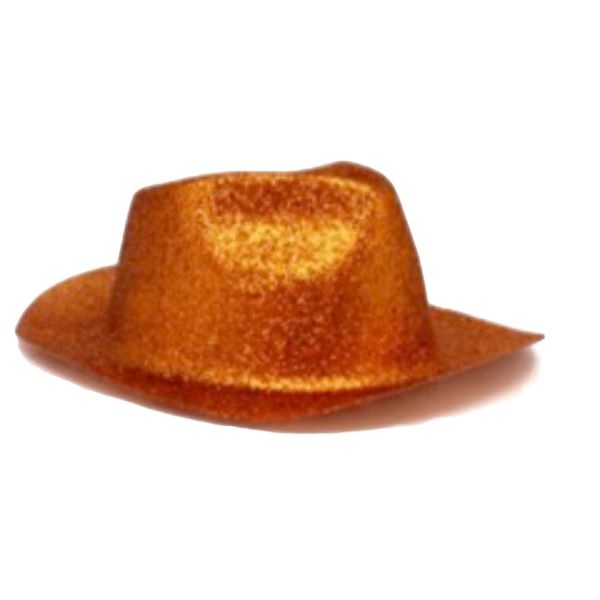 Orange Glitter Trilby Hat