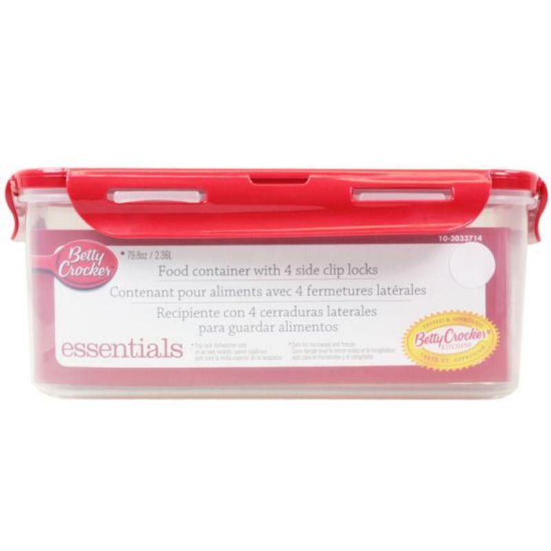 Microwave, Dishwasher & Freezer Safe Food Storage Containers with 4 Sided Clip Lock Lid - 2.36L - The Base Warehouse