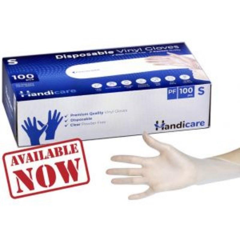 100 Pack Powder Free Clear Disposable Vinyl Gloves - Small