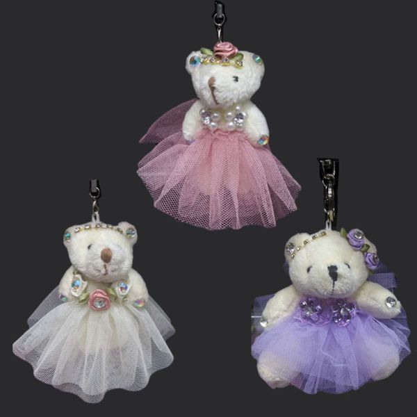 Plush Bear Keychain in Dress Diamante - 8cm