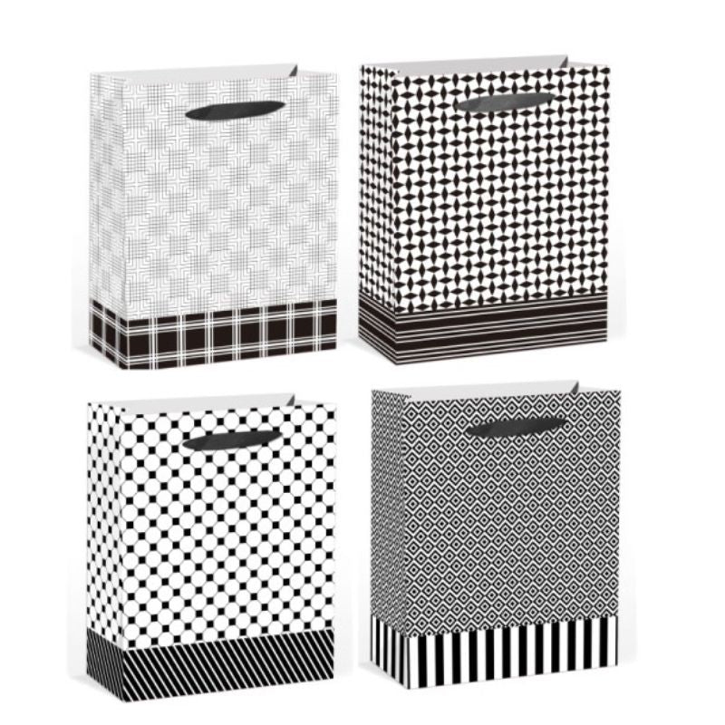 Black & White Medium Gift Bag - 18cm x 24cm x 8.5cm