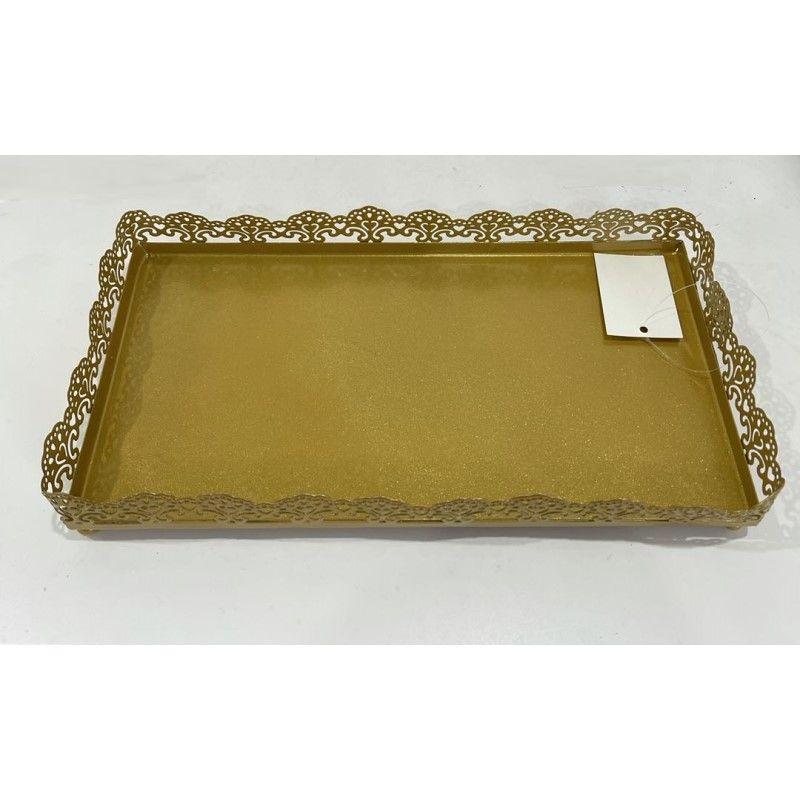 Antique Gold Metal Rectangle Tray - 17cm x 32cm