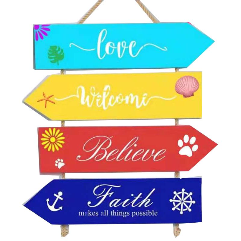 Love, Welcome, Believe & Faith Wooden Plaque - 34cm x 40cm