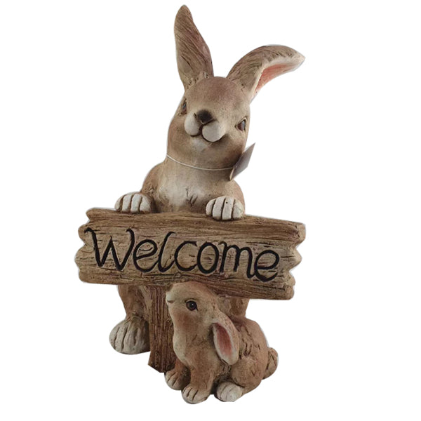 Welcome Rabbit With Baby - 23.5cm x 22cm x 38.5cm