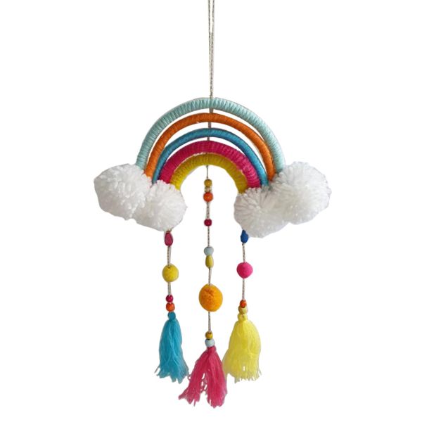 Rainbow Hanger With Pompoms & Tassels - 23cm x 45cm