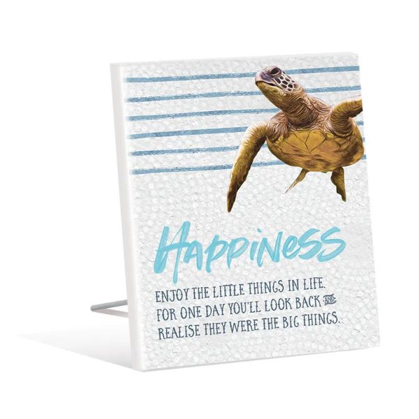 Elliot Turtle Happiness Sentiment Plaque - 12cm x 15cm