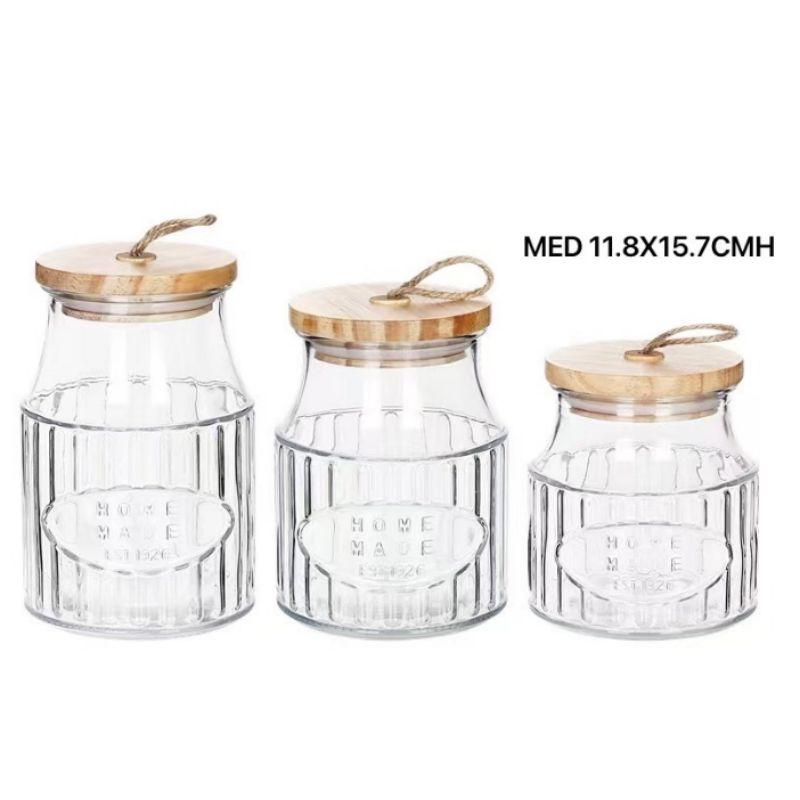 Danish Glass Storage Jar with Lid - 11.8cm x 11.8cm x 15.7cm