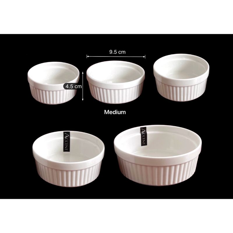 White Ceramic Medium Ramekin - 8.5cm x 4.5cm