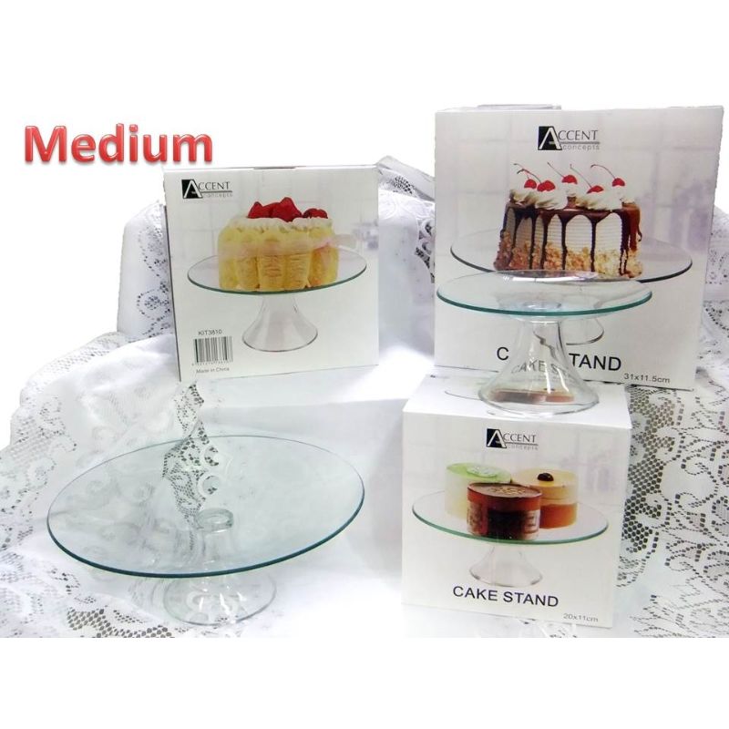 Glass Medium Cake Stand with Gift Box - 25cm x 11cm