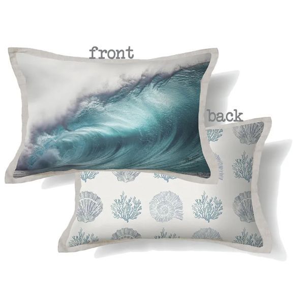 Indigo Waves Crest Cushion - 30cm x 50cm