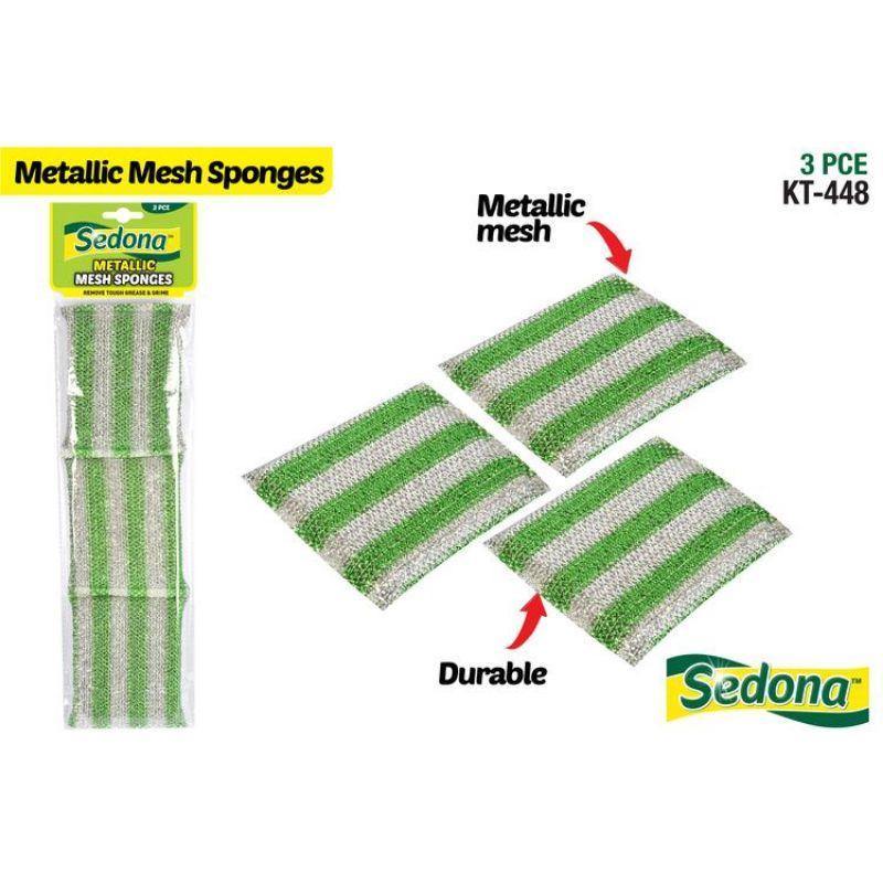 3 Pack Metallic Mesh Sponges - The Base Warehouse