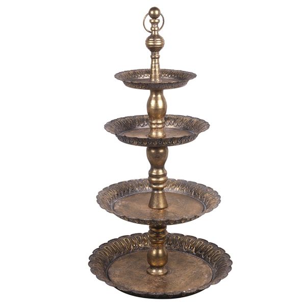 Antique Gold 4 Tier Tray Stand - 40cm x 90cm