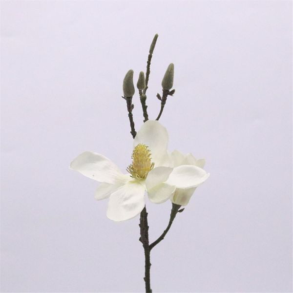 White Magnolia Spray Flower & 5 Bud - 43cm