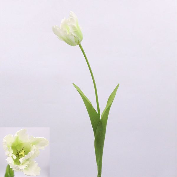 White Tulip Spray With Leaves - 71cm