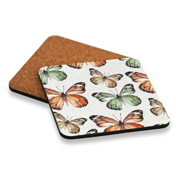 6 Pack Cinnamon Butterfly Pattern Coaster - 10cm x 10cm