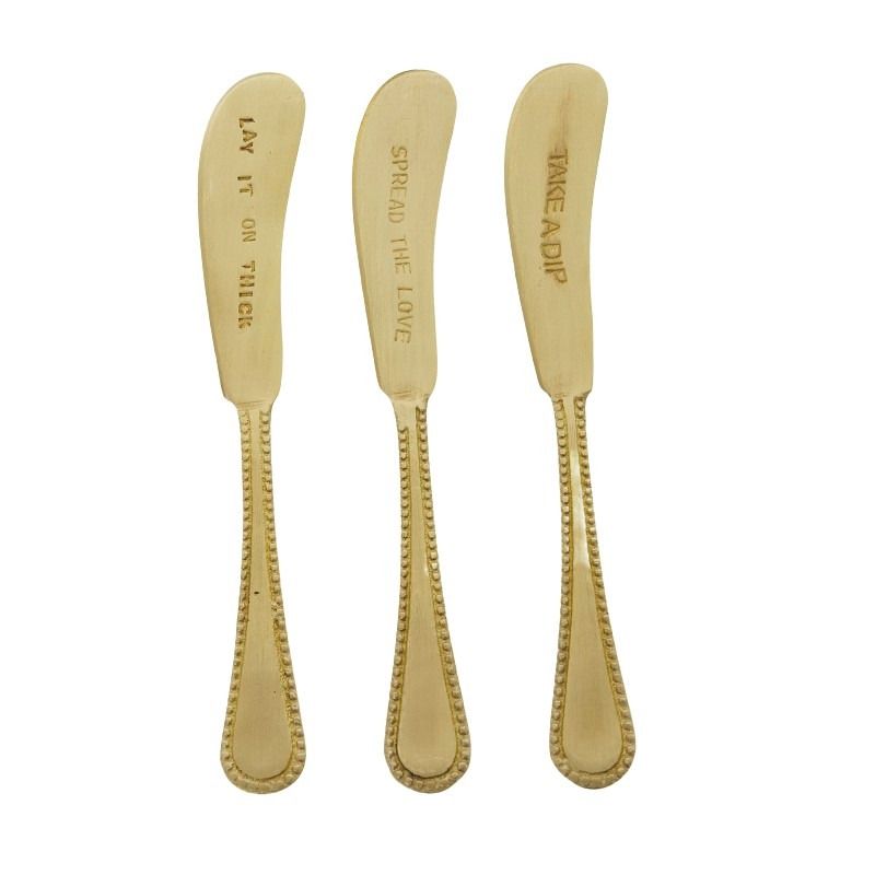 Set of 3 Bijou Brass Embossed Spreader - 2cm x 14cm