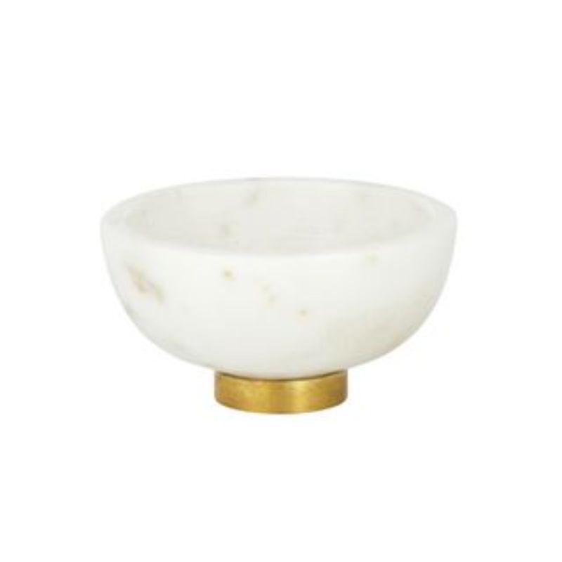 White Mini Marble / Metal Pinch Bowl - 10cm x 5cm