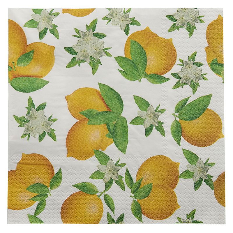 20 Pack Yellow Lemon Bunch 3ply Napkins - 33cm x 33cm