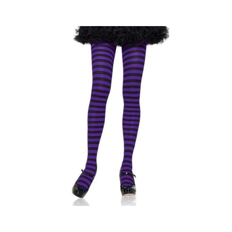 Black & Purple Stripe Nylon Thights