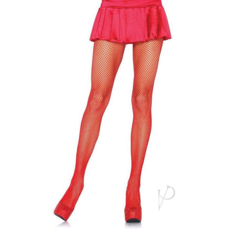 Red Nylon Fishnet Pantyhose - Plus Size