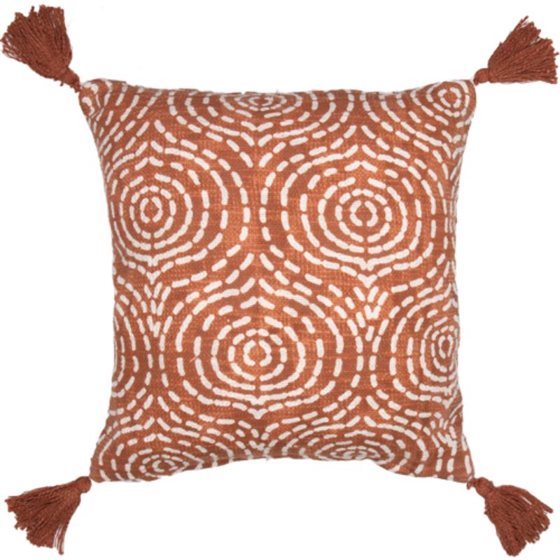 Rust Printed Cotton Slub Cushion Prefilled - 45cm x 45cm x 10cm