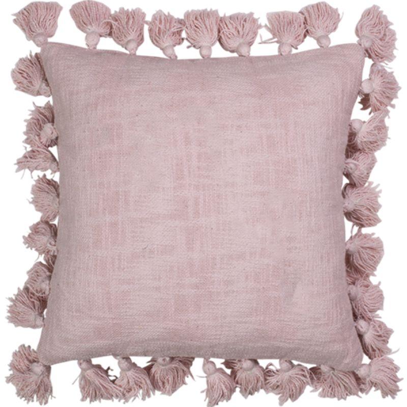 Rose Cotton Slub Tassel Cushion - 45cm x 45cm x 10cm