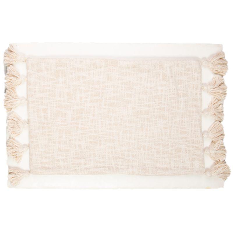 Creme Cotton Slub Tassle Cushion - 40cm x 60cm
