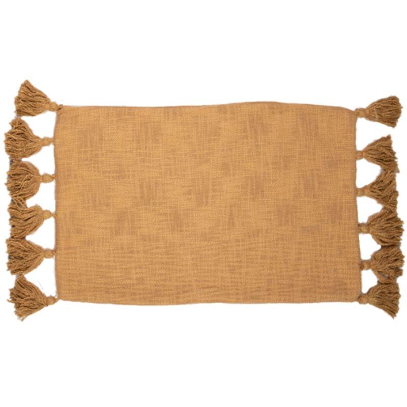 Mustard Cotton Slub Tassel Cushion - 40cm x 60cm