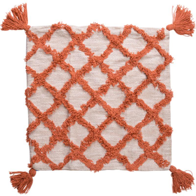 Coral Cotton Slub Tufted Cushion - 45cm x 45cm