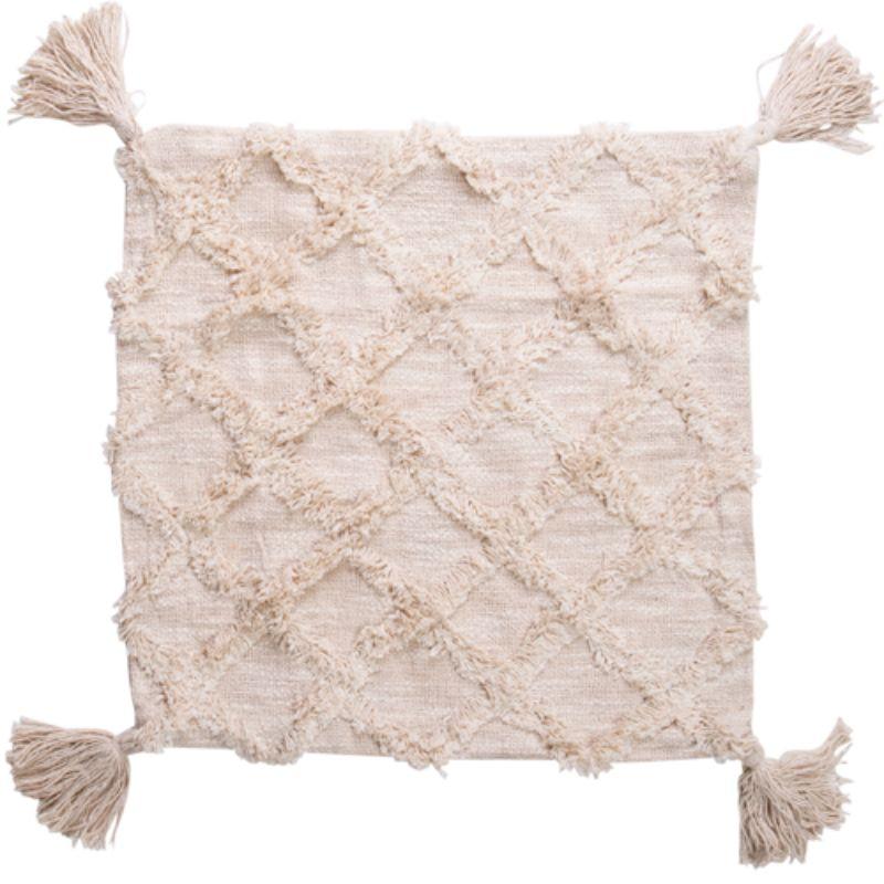 Creme Cotton Slub Tufted Cushion - 45cm x 45cm