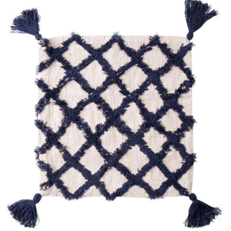 Marine Cotton Slub Tufted Cushion - 45cm x 45cm