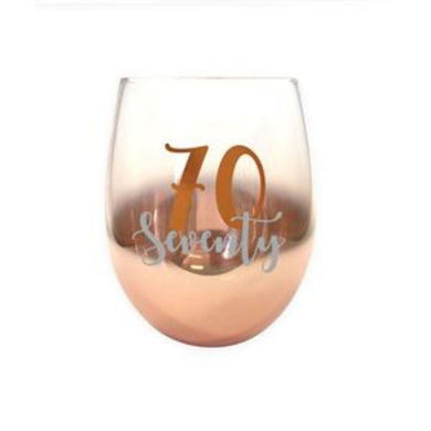 70 Rose Gold Ombre Stemless Wine Glass - 600ml - The Base Warehouse