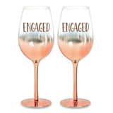 Load image into Gallery viewer, 2 Pack Rose Gold Engaged Ombre Wine Glasses - 430ml
