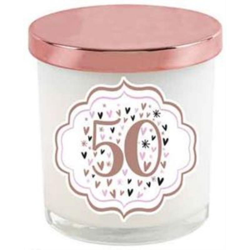 50th Pastel Heart Candle - 9cm x 8cm
