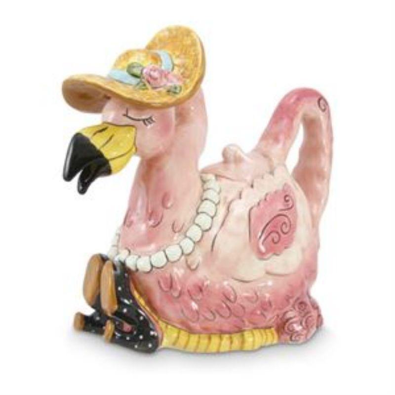 Flamingo with Hat Tea Pot - 24cm - The Base Warehouse