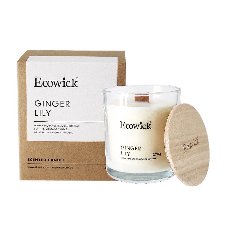 Ecowick Ginger Lily Candle Jar with Wooden Cap - 270g