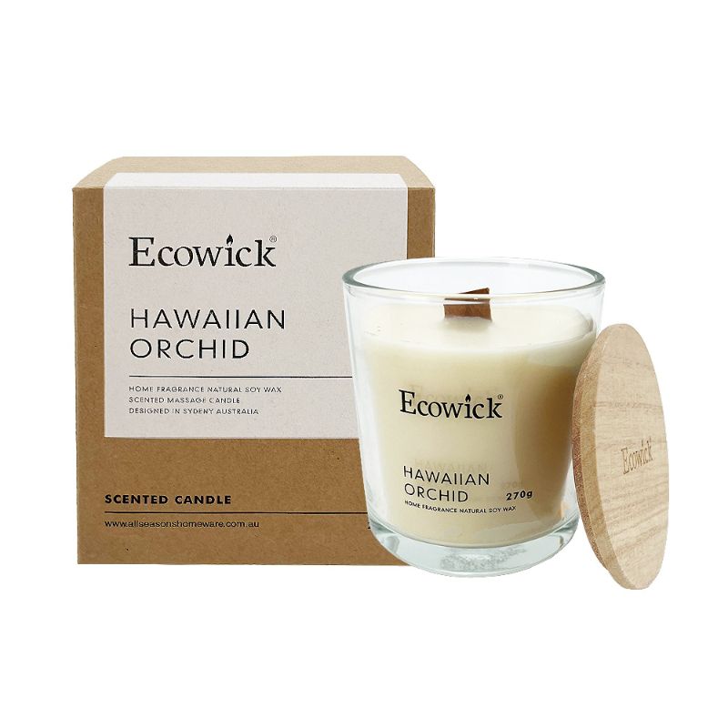 Ecowick Hawaiian Orchid Candle Jar with Wooden Cap - 270g