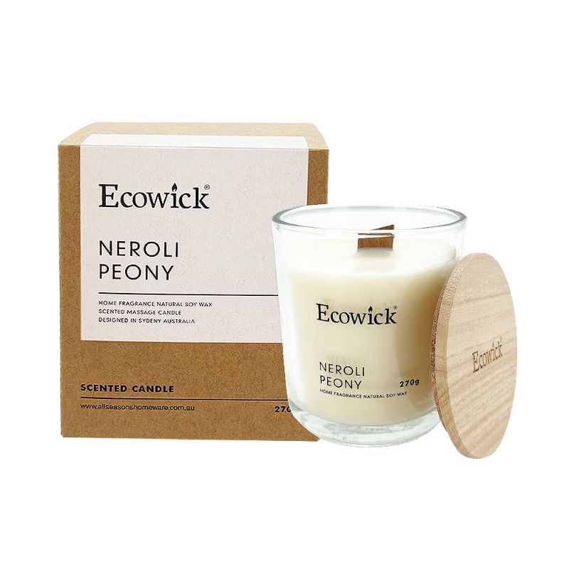 Ecowick Neroli Peony Candle Jar with Wooden Cap - 270g