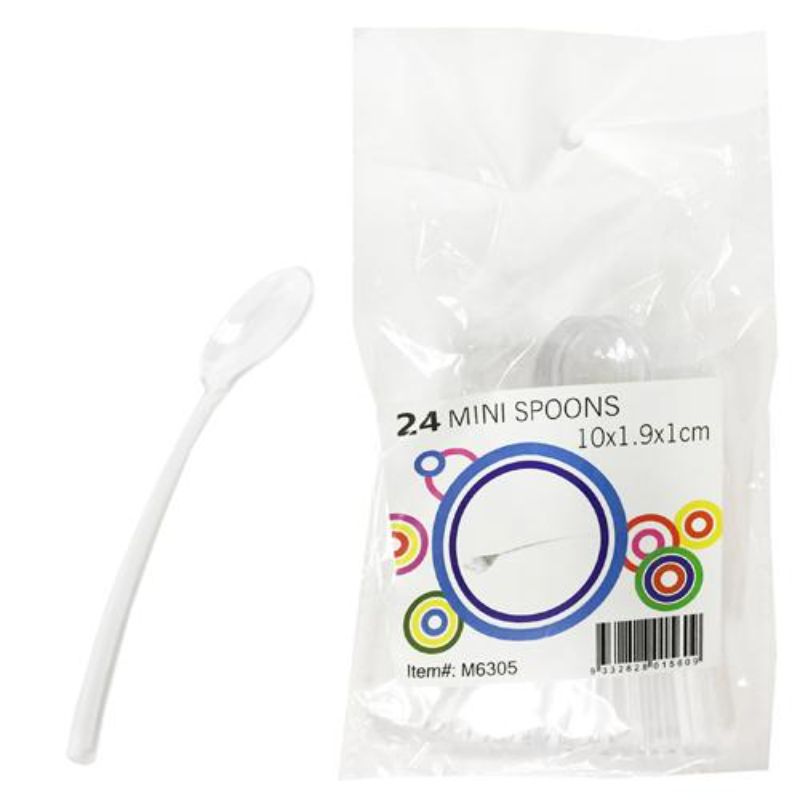 24 Pack Clear Mini Spoons - 10cm