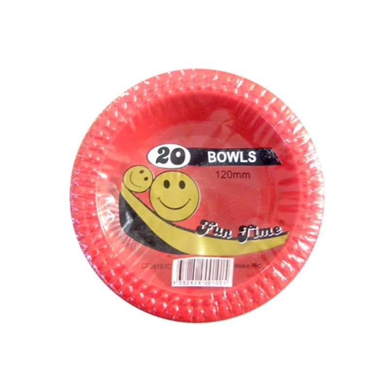 20 Pack Red Plastic Round Bowls - 12cm
