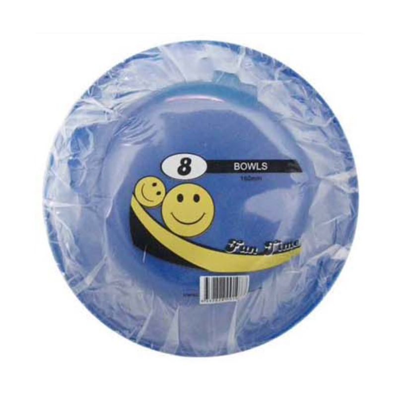 8 Pack Royal Blue Plastic Round Bowls - 16cm