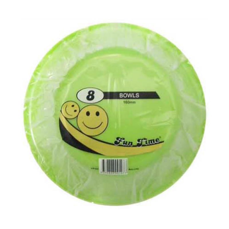 8 Pack Apple Green Plastic Round Bowls - 16cm