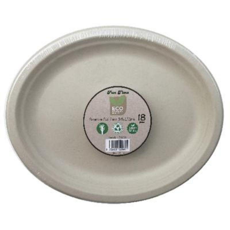 18 Pack Sugarcane Oval Platters - 318mm x 252mm