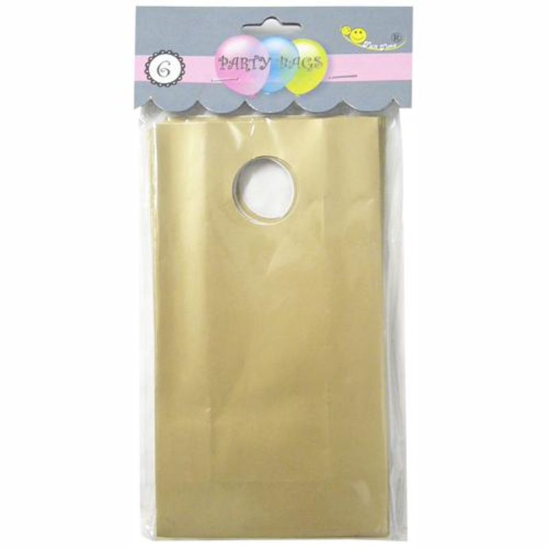 6 Pack Gold Party Paper Bag