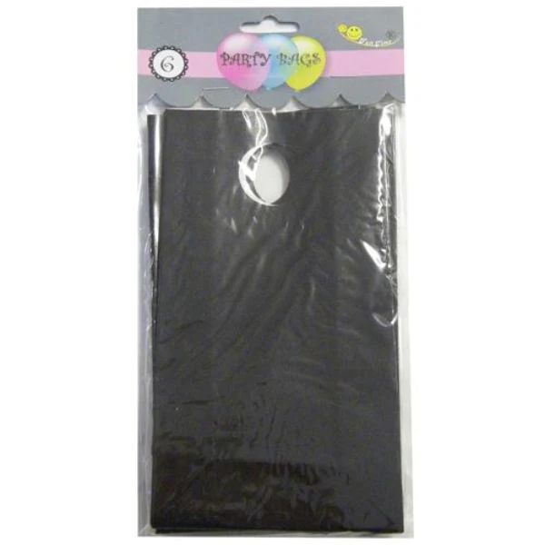 6 Pack Black Paper Party Bags